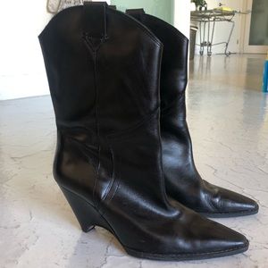 Black leather cowboy inspired bootie